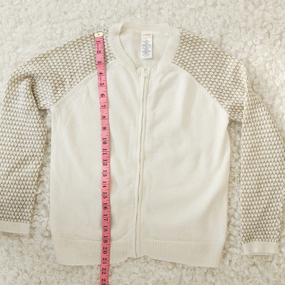 Gymboree Kid Girl Sz L 10-12 Cream Gold Sleeve Knit Sweater Cardigan Formal - Picture 8 of 8
